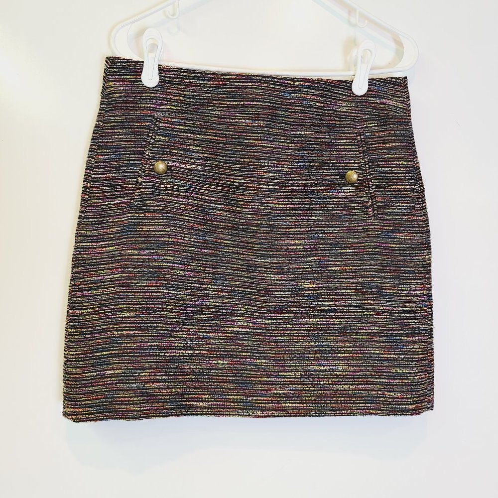 LOFT Multi Color Tweed Skirt with Pockets Womens 6 Petite